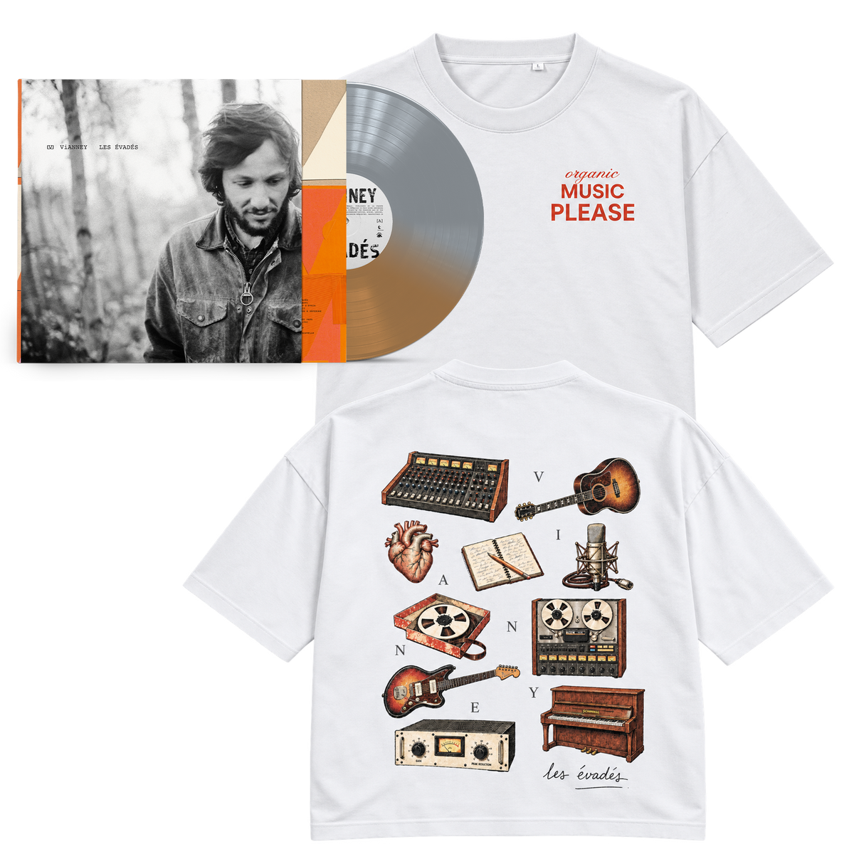Vinyle collector "Les évadés" + T shirt "Organic music please"